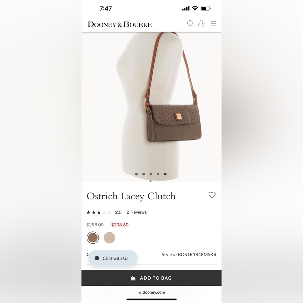 Dooney & Bourke Ostrich Leather Shoulder Bag